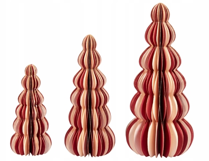 Picture of Dekoracja witeczna Beliani Zestaw 3 figurek choinek beowo-czerwony DHAULAGIRI