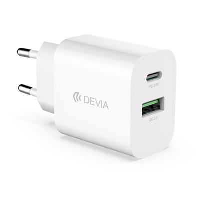 Attēls no Devia wall charger Smart PD 1x USB-C 1x USB 20W wh