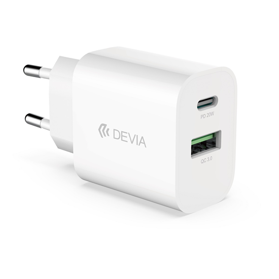 Picture of Devia wall charger Smart PD 1x USB-C 1x USB 20W wh