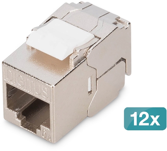 Изображение Digitus CAT 6A compact keystone module, shielded, tool-free mounting connection, 12 pcs.