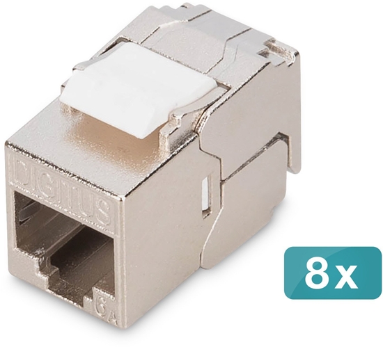 Изображение Digitus CAT 6A compact keystone module, shielded, tool-free mounting connection. 8 pcs.
