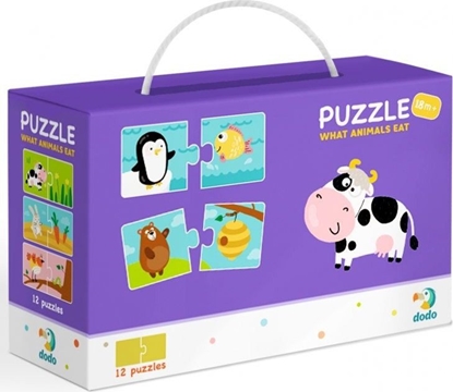 Изображение Dodo Puzzle 12x2 Co jedz zwierzta?