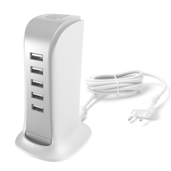 Picture of Dudao charger 5x USB with built-in power cable EU 