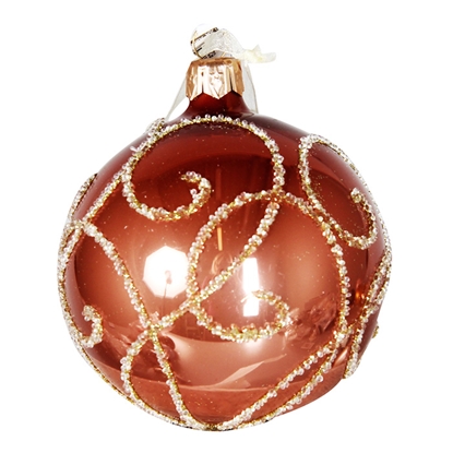 Picture of Eglīšu bumba ar ornamentu d8cm rozā