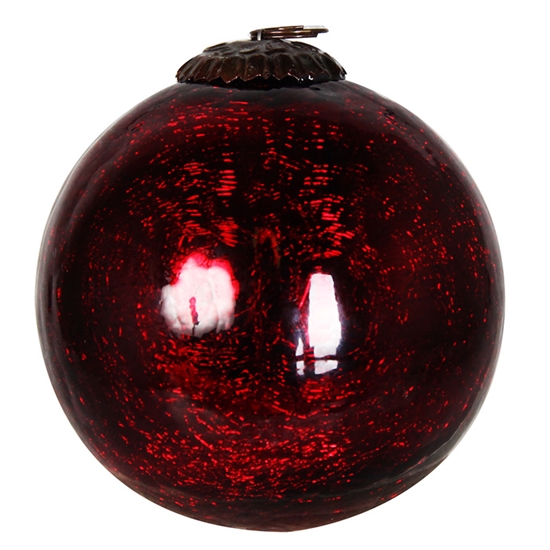 Изображение Eglīšu bumba saplaisājusi d10cm sarkana