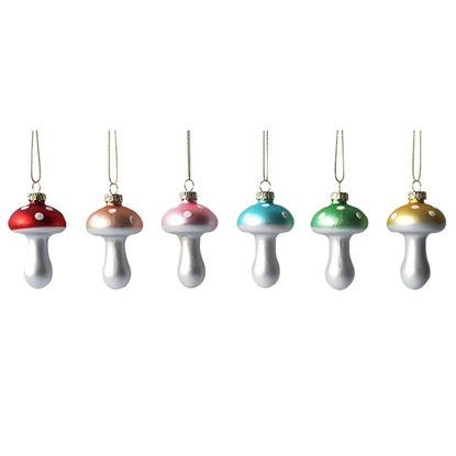 Picture of Eglīšu rotājums sēne h8cm, stikla, dažādas krāsas