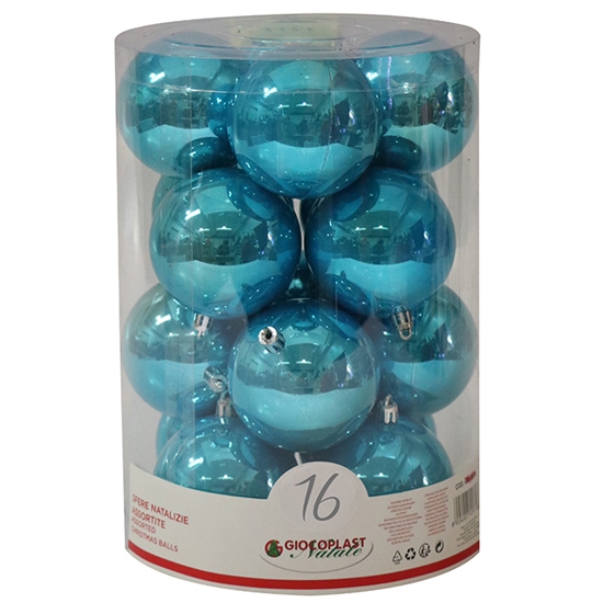 Picture of Egļu bumbas d8cm gaiši zilas 16gab.