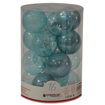 Picture of Egļu bumbas d8cm gaiši zilas 16gab.