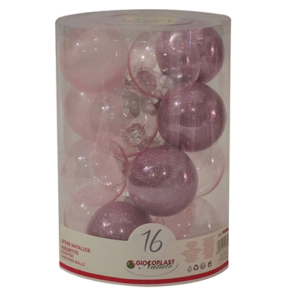 Picture of Egļu bumbas d8cm rozā 16gab.
