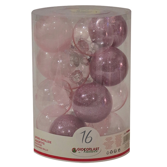 Picture of Egļu bumbas d8cm rozā 16gab.