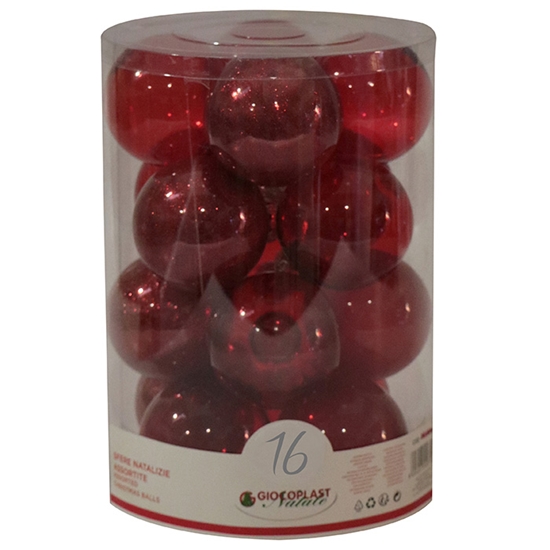 Picture of Egļu bumbas d8cm sarkanas 16gab.