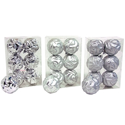 Picture of Egļu bumbas d8cm sudraba 6gab.