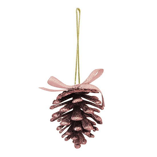 Picture of Egļu rotājumi 13/6cm, zeltīti rozā