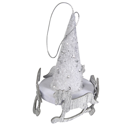 Picture of Egļu rotājums balts/sudraba 11cm, 4veidi