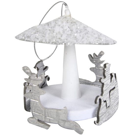 Изображение Egļu rotājums balts/sudraba 8cm, 8veidi