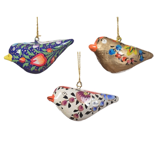 Picture of Egļu rotājums Putns 3x7cm apgleznots