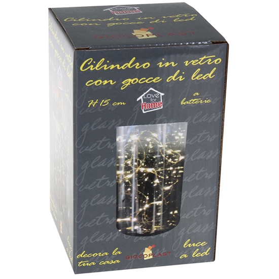 Picture of Elektrisks dekors Cilindrs ar LED virteni h15cm