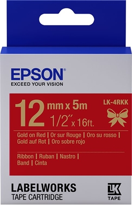Attēls no Epson Epson Epson Label Cartridge Satin Ribbon LK-4RKK Gold/Red 12mm (5m)