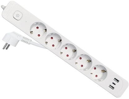 Attēls no Equip Steckdosenleiste 5-fach Schuko 1,5m mit 3xUSB+Schalter