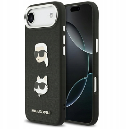 Attēls no Etui Karl Lagerfeld FW Grained Karl & Choupette Heads Pins & Logo do Apple iPhone Air czarny