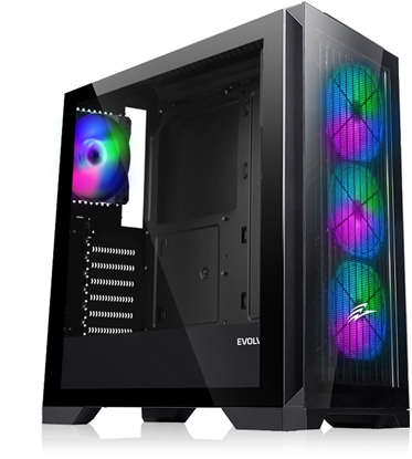 Изображение EVOLVEO Ptero Q2G, skí ATX, 4x ARGB ventilátor, elní+boní panel sklo, erná