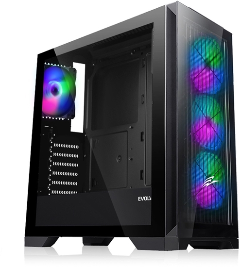 Picture of EVOLVEO Ptero Q2G, skí ATX, 4x ARGB ventilátor, elní+boní panel sklo, erná