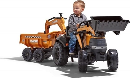 Picture of Falk FALK Traktor Case IH Backhoe Pomaraczowy z Przyczepk Ruchoma yka od 3 Lat