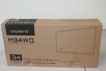 Изображение Gigabyte SALE OUT. | Gaming Monitor | M34WQ-EK | 34 " | IPS | WQHD | 21:9 | 144 Hz | 1 ms | 3440 x 1440 | 400 cd/m² | HDMI ports quantity 2 | Warranty 3 month(s) | USED, REFURBISHED, WITHOUT ORIGINAL PACKAGING AND ACCESSORIES, ONLY POWER CABLE INCLUD