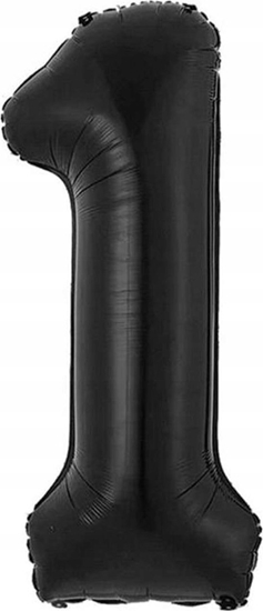 Изображение GoDan Balon foliowy B&C cyfra 1 matowa czarna 85cm