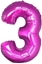 Attēls no GoDan Balon foliowy cyfra "3" róowa, 85cm