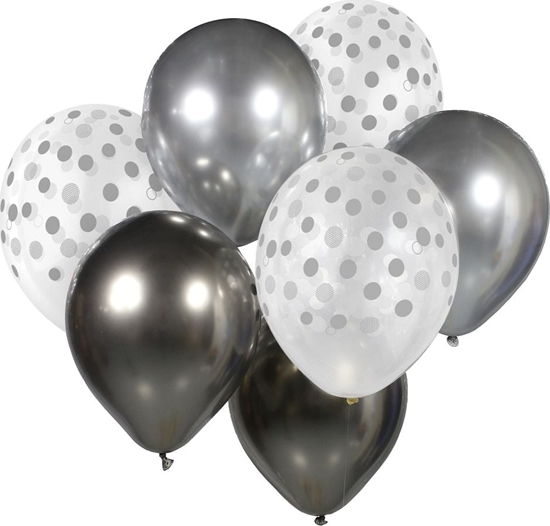 Изображение GoDan Bukiet balonowy B&C srebrno-grafitowy, 7 szt.