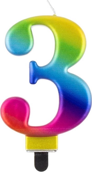 Picture of GoDan wieczka urodzinowa "3" multikolor 8cm