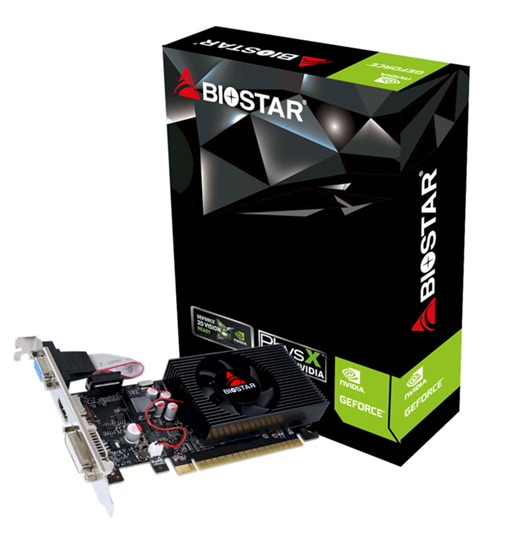 Изображение Graphics Card|BIOSTAR|NVIDIA GeForce GT 730|4 GB|DDR3|128 bit|PCIE 2.0 16x|Memory 1333 MHz|GPU 730 MHz|Single Slot Fansink|1x15pin D-sub|1xDVI-D|1xHDMI|VN7313TH41