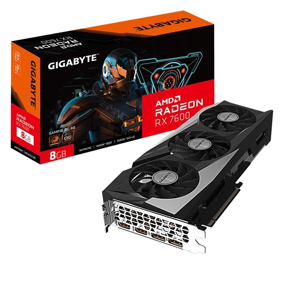 Picture of Graphics Card|GIGABYTE|AMD Radeon RX 7600|8 GB|GDDR6|128 bit|PCIE 4.0 16x|2xHDMI|2xDisplayPort|GV-R76GAMINGOC-8GD1.1