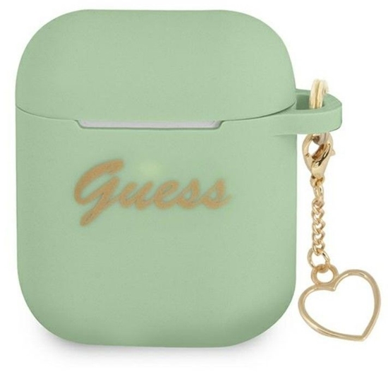 Изображение Guess Apple AirPods 1/2 cover Silicone Charm Heart Collection Green