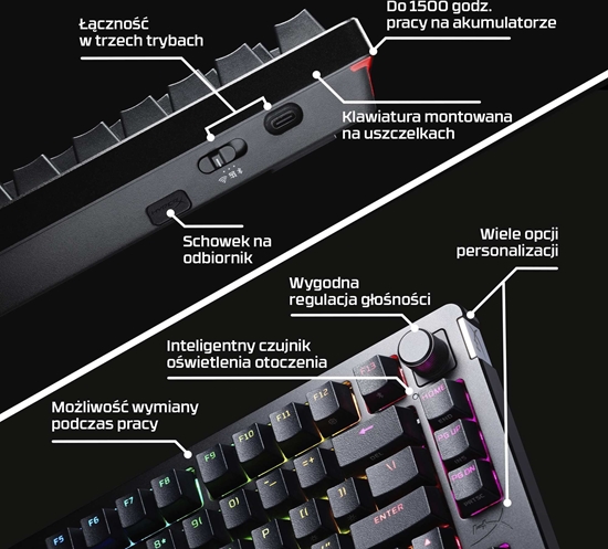 Picture of HyperX Alloy Rise 75 SWE melna - Bezvadu klaviatura Alloy Rise 75 (W)