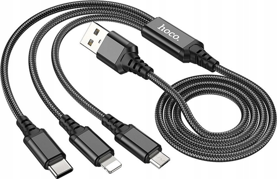 Изображение HOCO cable 3 in1 USB A to Lightning / Micro USB / Type C 2A X76 1 m black 6931474767400