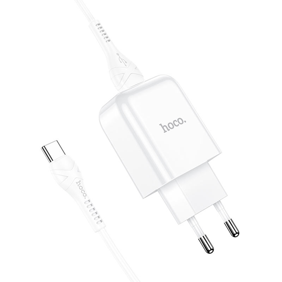 Picture of Hoco N2 universls tkla ldtjs USB / 5V / 2.4A + USB-C vads 1M balts
