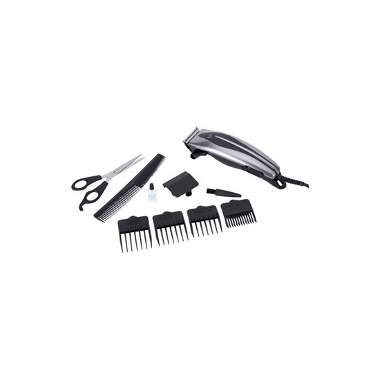 Picture of JATA HAIR CLIPPER WIRED 4 CUTING GUIDES SILVER MP423