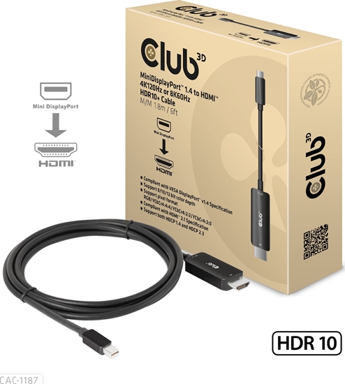 Picture of Kabel Club 3D DisplayPort Mini - HDMI 1.8m czarny (CAC-1187)