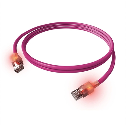 Picture of Kabel krosowy EasyLan S/FTP DualBoot LED Cat.6A, RJ45 / RJ45, LSOH, fioletowy, 1 m