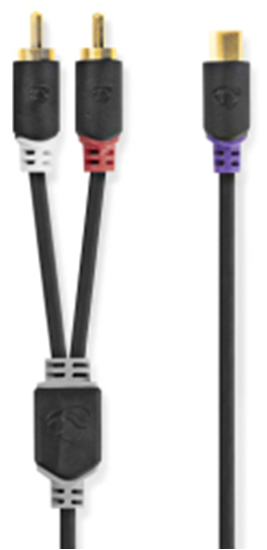 Picture of Kabelis Nedis 1x RCA F - 2x RCA M Subwoofer 0.2m