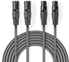 Picture of Kabelis Nedis 2x XLR M - 2x XLR F 3m