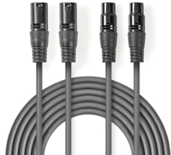 Picture of Kabelis Nedis 2x XLR M - 2x XLR F 3m