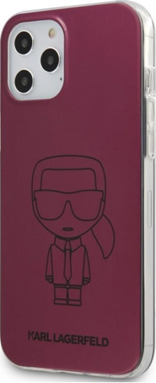 Picture of Karl Lagerfeld Apple iPhone 12/12 Pro 6.1'' PC/TPU Metallic Iconic Outline Cover Dark Pink
