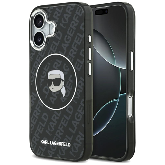 Picture of Karl Lagerfeld Apple iPhone 17 Silicone case with Magsafe KL Head Logo Black