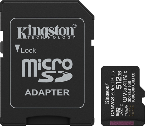Picture of Karta Kingston Canvas Select Plus MicroSDXC 512 GB Class 10 UHS-I/U3 A1 V30 (SDCS3/512GB)