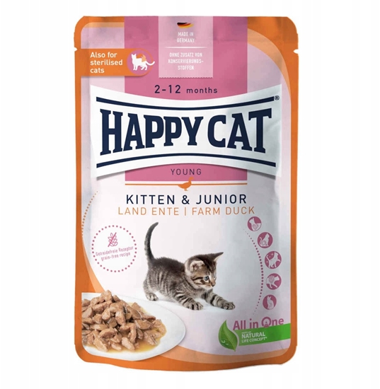 Picture of Kitten & Junior Farm Duck, mokra karma, dla kocit w wieku 2-12 mies., kaczka, 85 g, saszetka