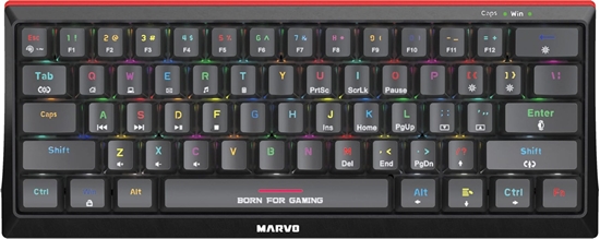Picture of Klawiatura Marvo Marvo Hecate 61B, klawiatura US, do gry, mechaniczna rodzaj przewodowa (USB), czarna, RGB, niebieskie przeczniki