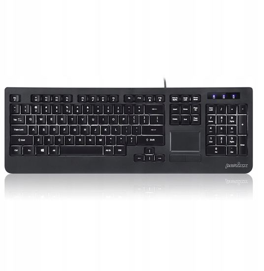Picture of Klawiatura przewodowa Perixx PERIBOARD-313 podwietlana, touchpad, 2x hub USB, czarna
